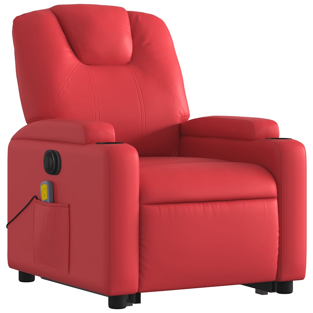 Poltrona reclinável elevatória elétrica couro artif. vermelho