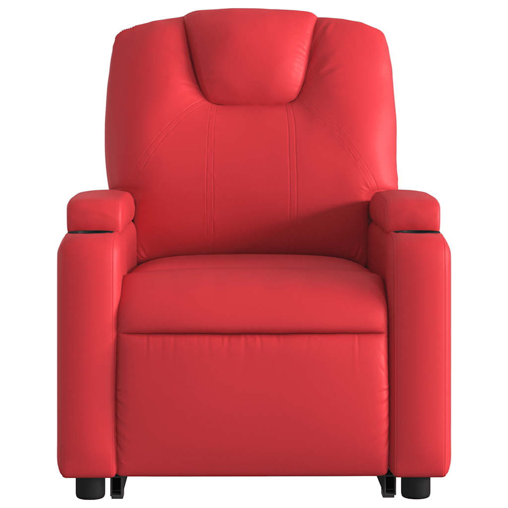 Poltrona reclinável elevatória elétrica couro artif. vermelho