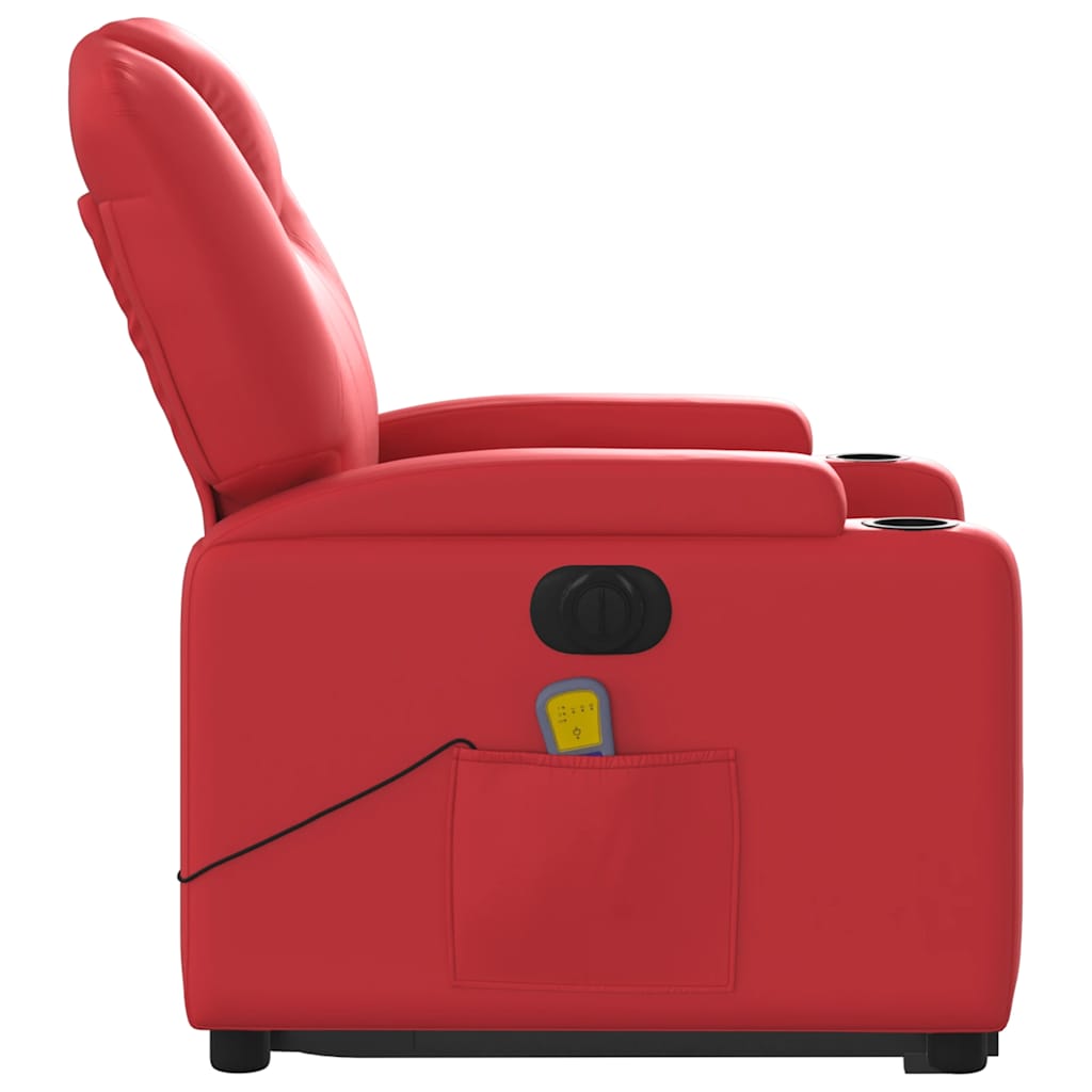 Poltrona reclinável elevatória elétrica couro artif. vermelho