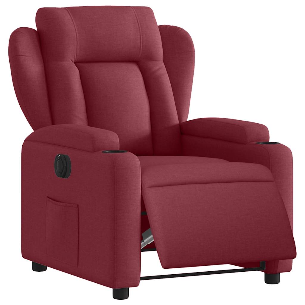 Poltrona elétrica reclinável tecido vermelho tinto