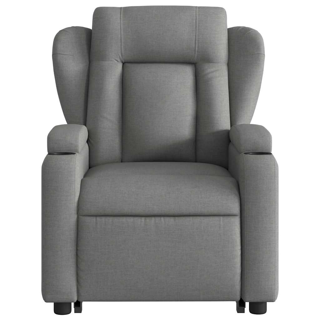 Poltrona elevatória de massagens tecido cinzento-escuro