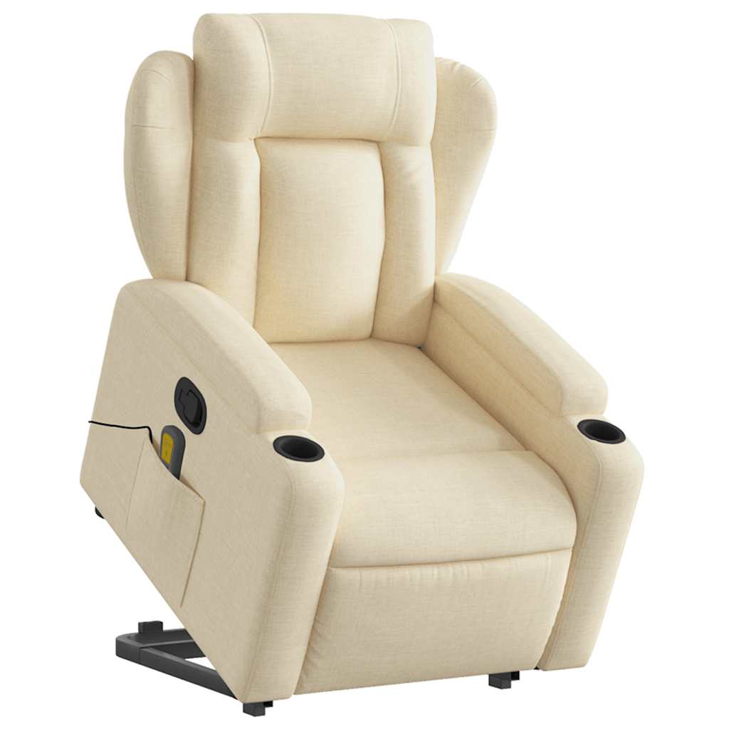 Poltrona elevatória de massagens tecido cor creme