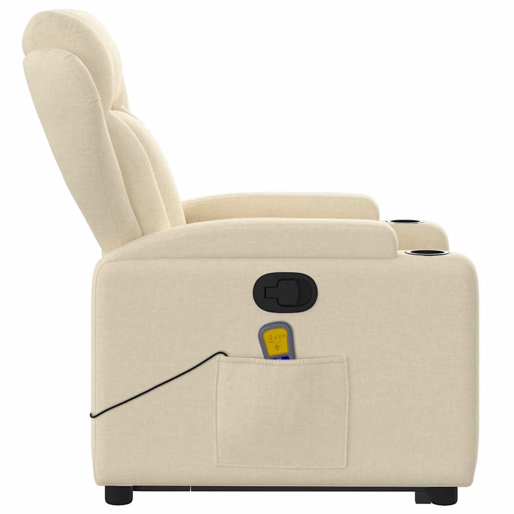 Poltrona elevatória de massagens tecido cor creme