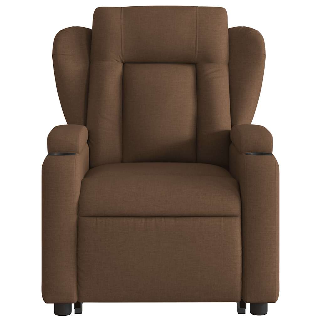 Poltrona elétrica elevatória massagens tecido castanho
