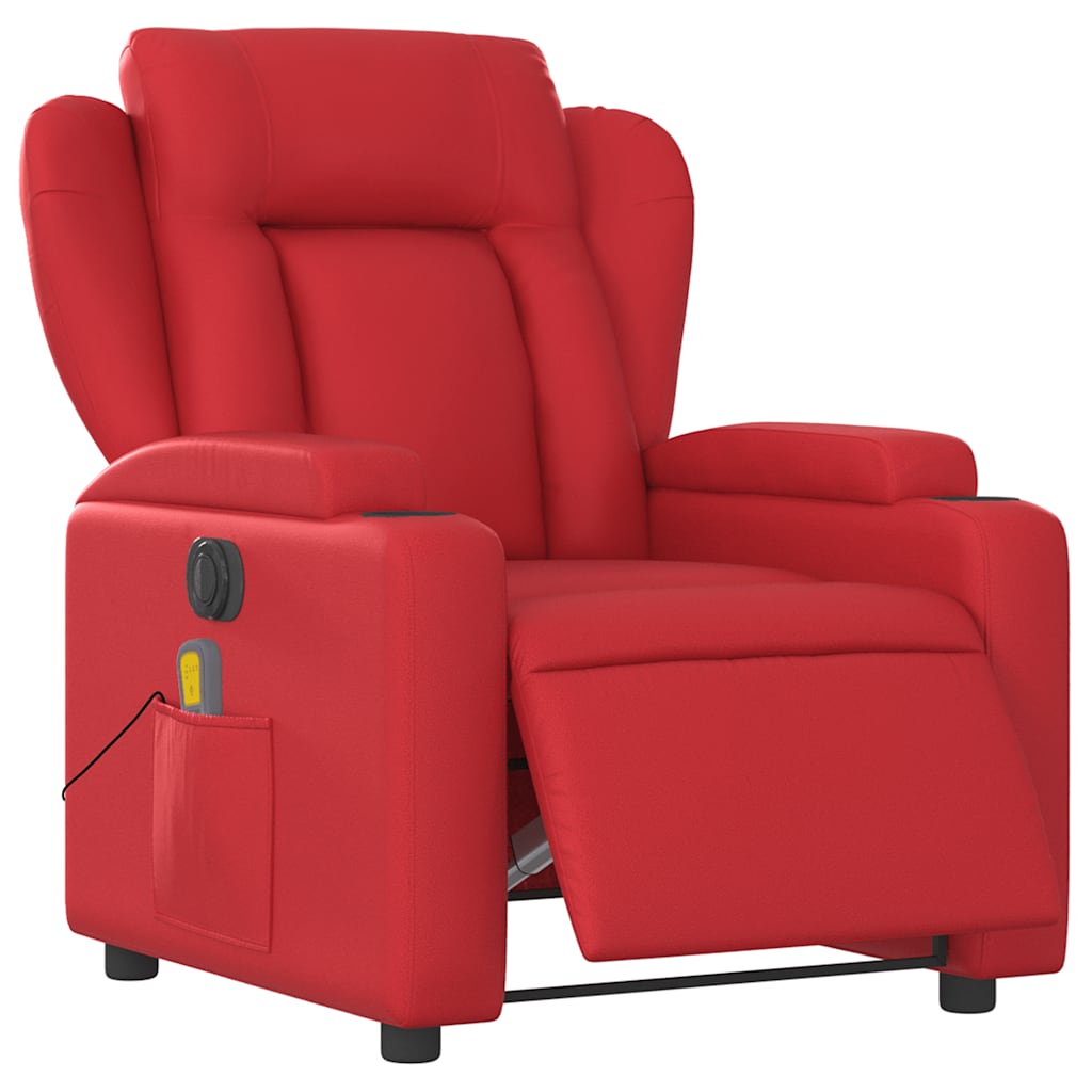 Poltrona massagens reclinável elétrica couro artif. vermelho