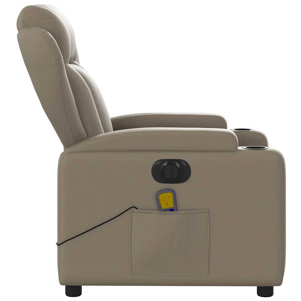 Poltrona massagens reclinável elétrica couro artif. cappuccino