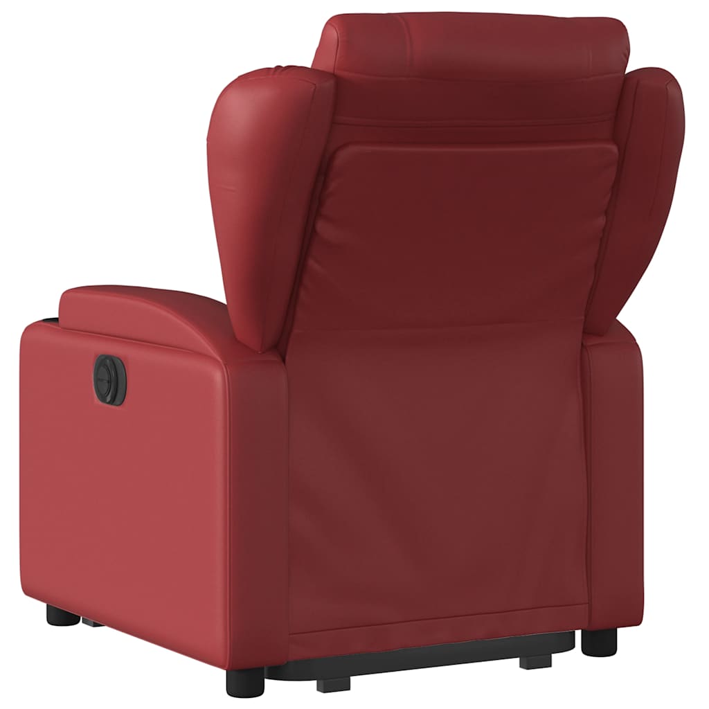 Poltrona reclinável elevatória couro artificial vermelho tinto