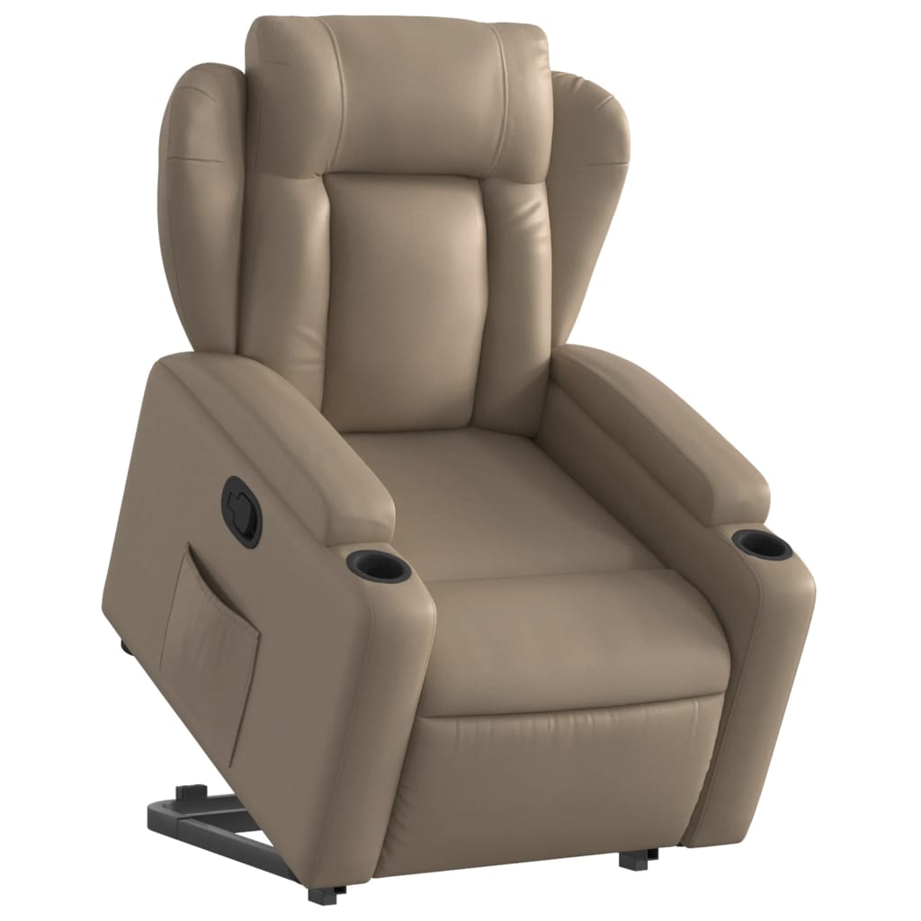 Poltrona reclinável elevatória couro artificial cor cappuccino
