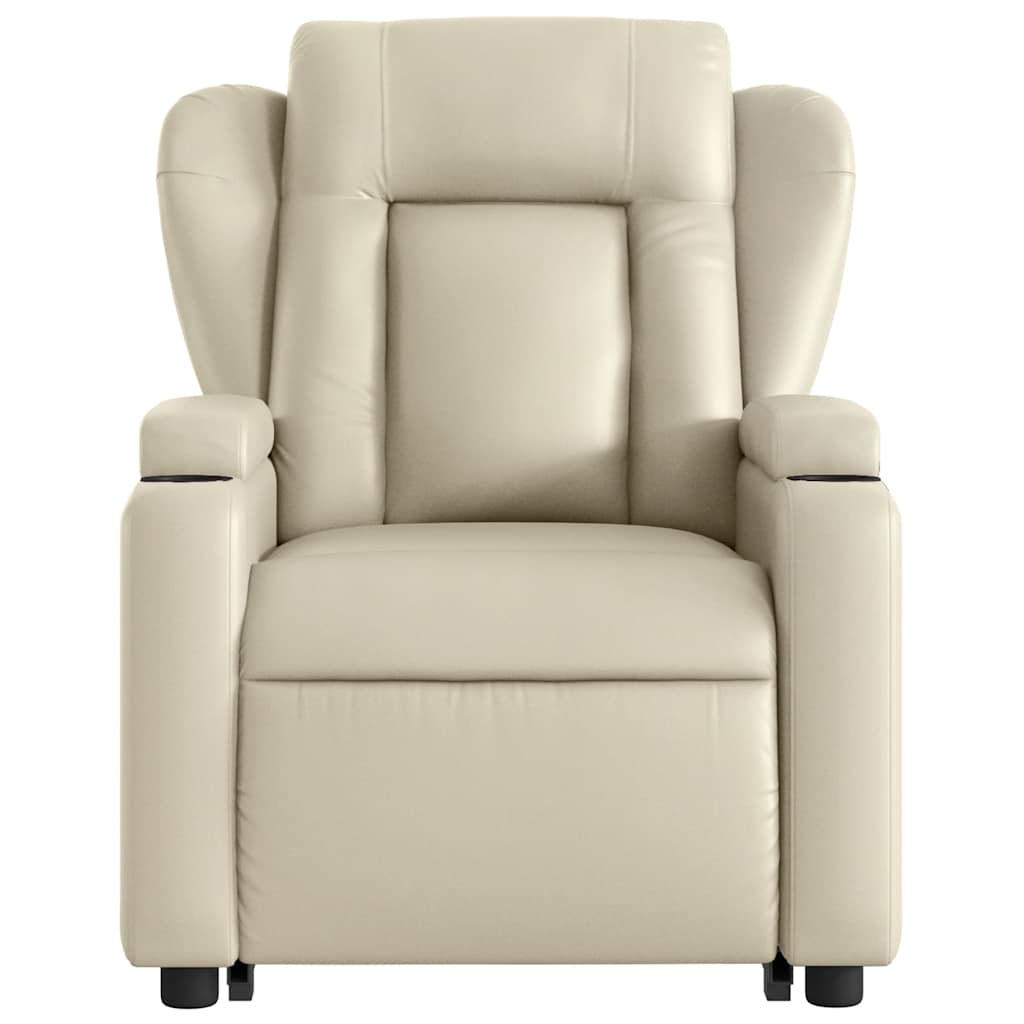 Poltrona reclinável de massagens couro artificial cor creme