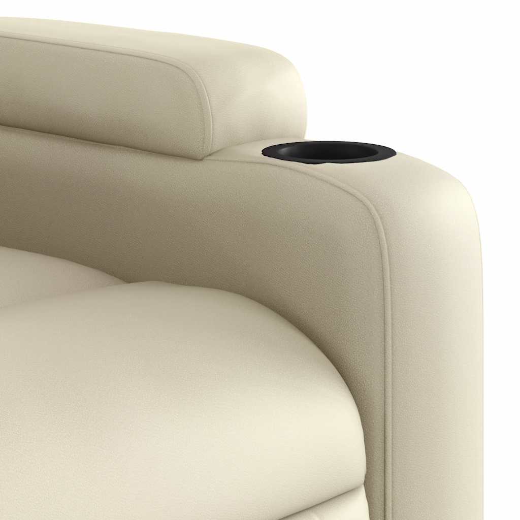 Poltrona reclinável de massagens couro artificial cor creme