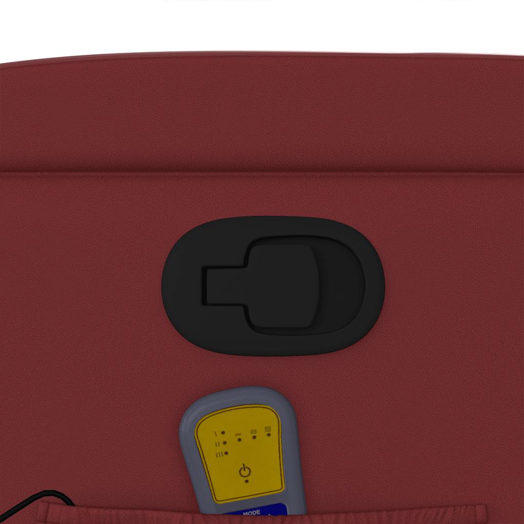Poltrona massagens reclinável couro artificial vermelho tinto