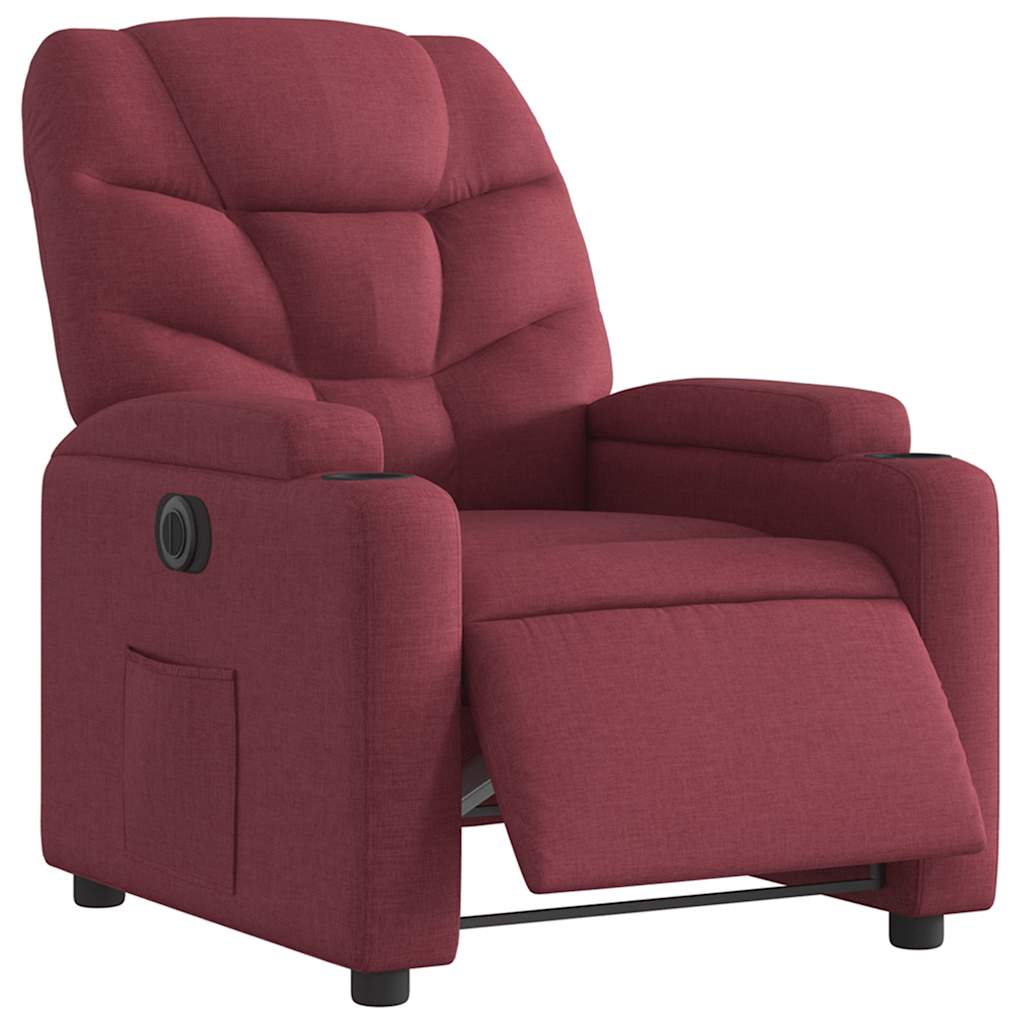 Poltrona elétrica reclinável tecido vermelho tinto