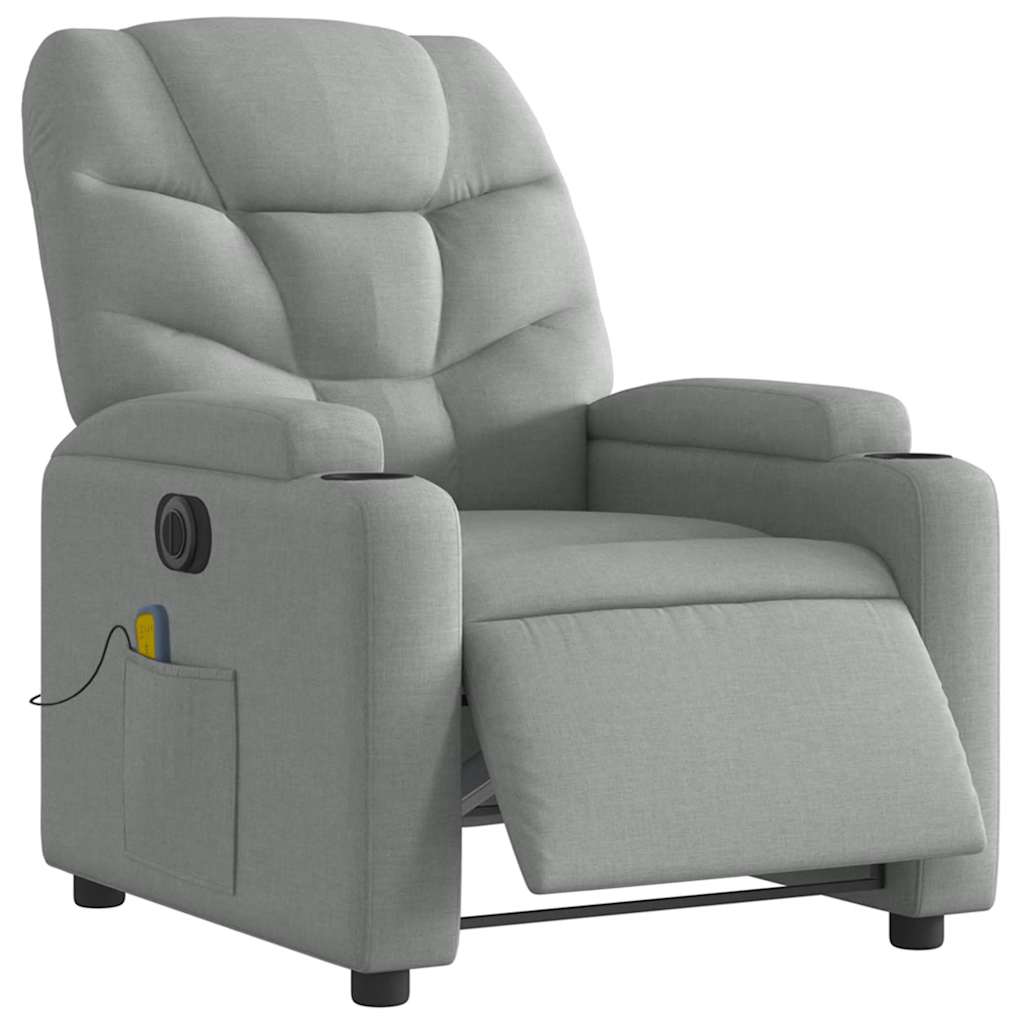Poltrona de massagens reclinável elétrica tecido cinzento-claro