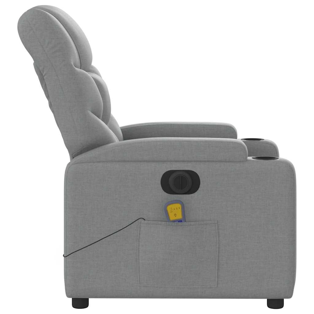 Poltrona de massagens reclinável elétrica tecido cinzento-claro