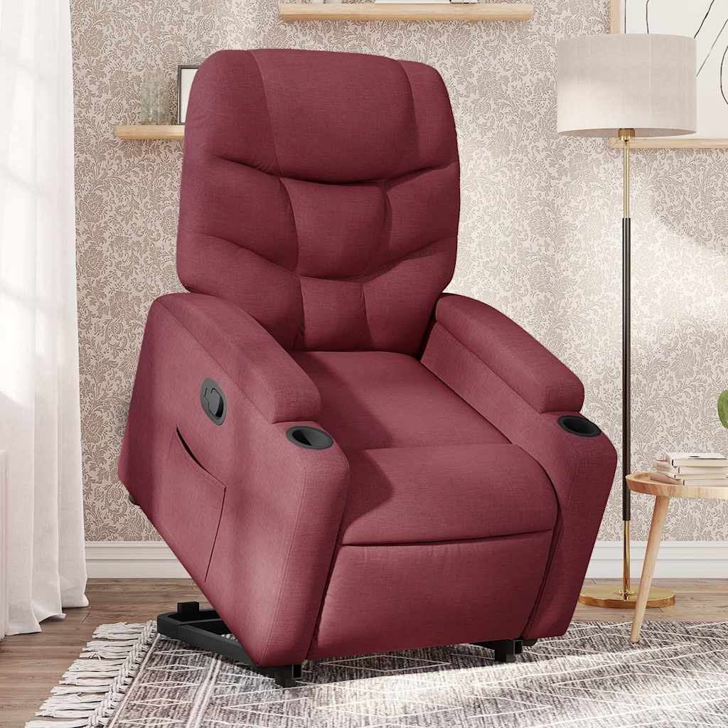 Poltrona reclinável elevatória tecido vermelho tinto
