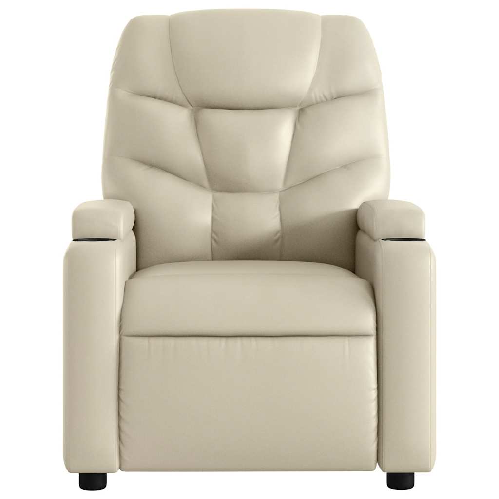 Poltrona reclinável elétrica couro artificial cor creme