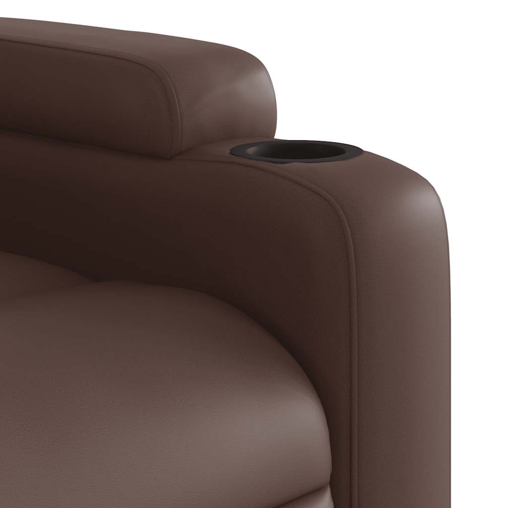 Poltrona massagens reclinável elétrica couro artif. castanho