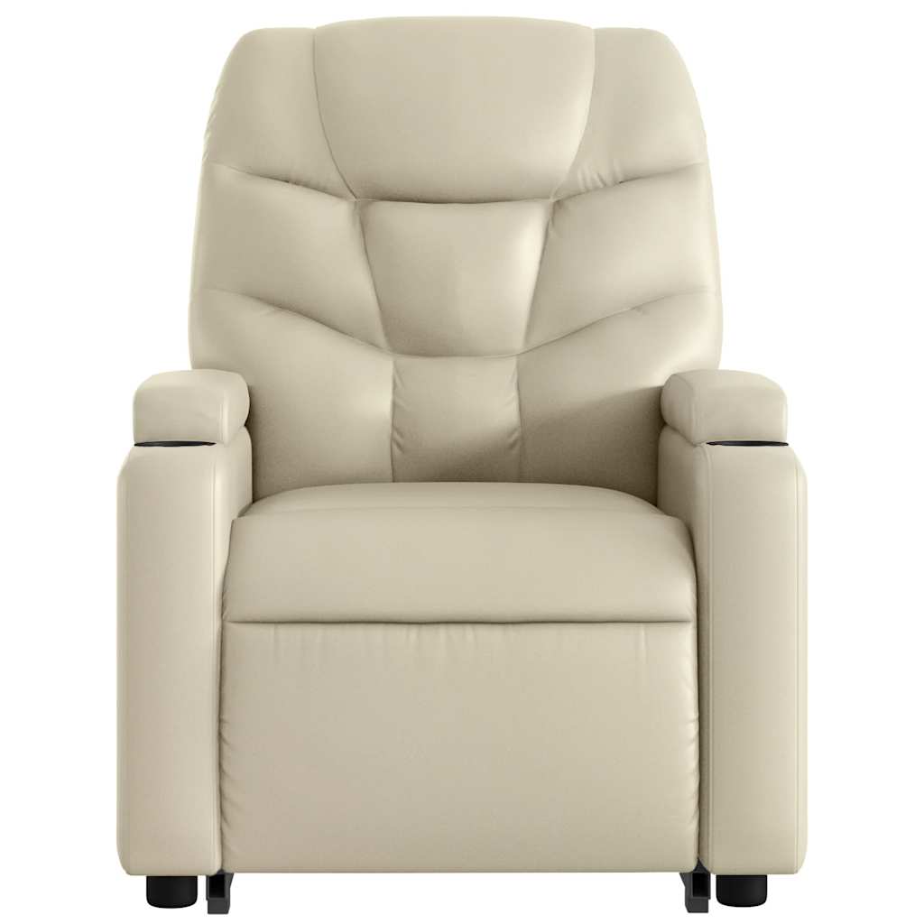 Poltrona reclinável de massagens couro artificial cor creme