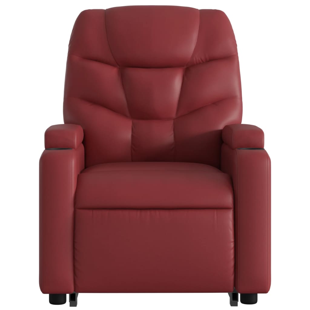 Poltrona massagens reclinável couro artificial vermelho tinto