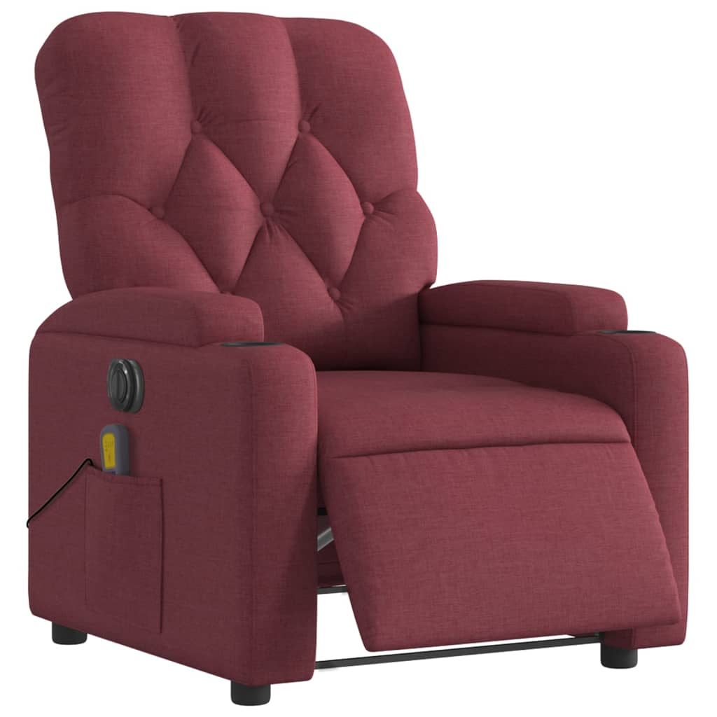 Poltrona reclinável de massagens elétrica tecido vermelho tinto