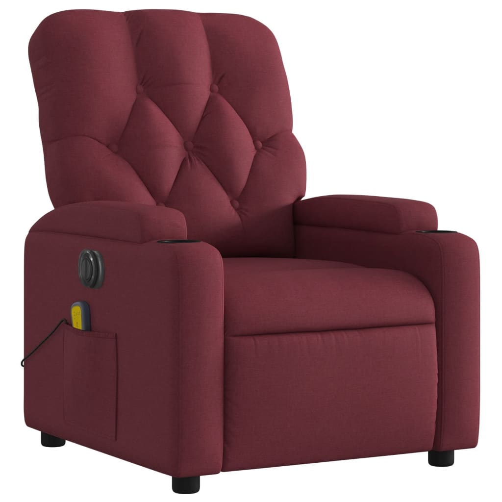 Poltrona reclinável de massagens elétrica tecido vermelho tinto