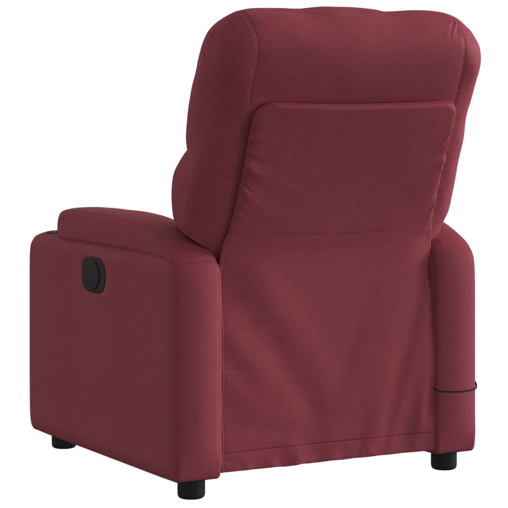 Poltrona reclinável de massagens elétrica tecido vermelho tinto