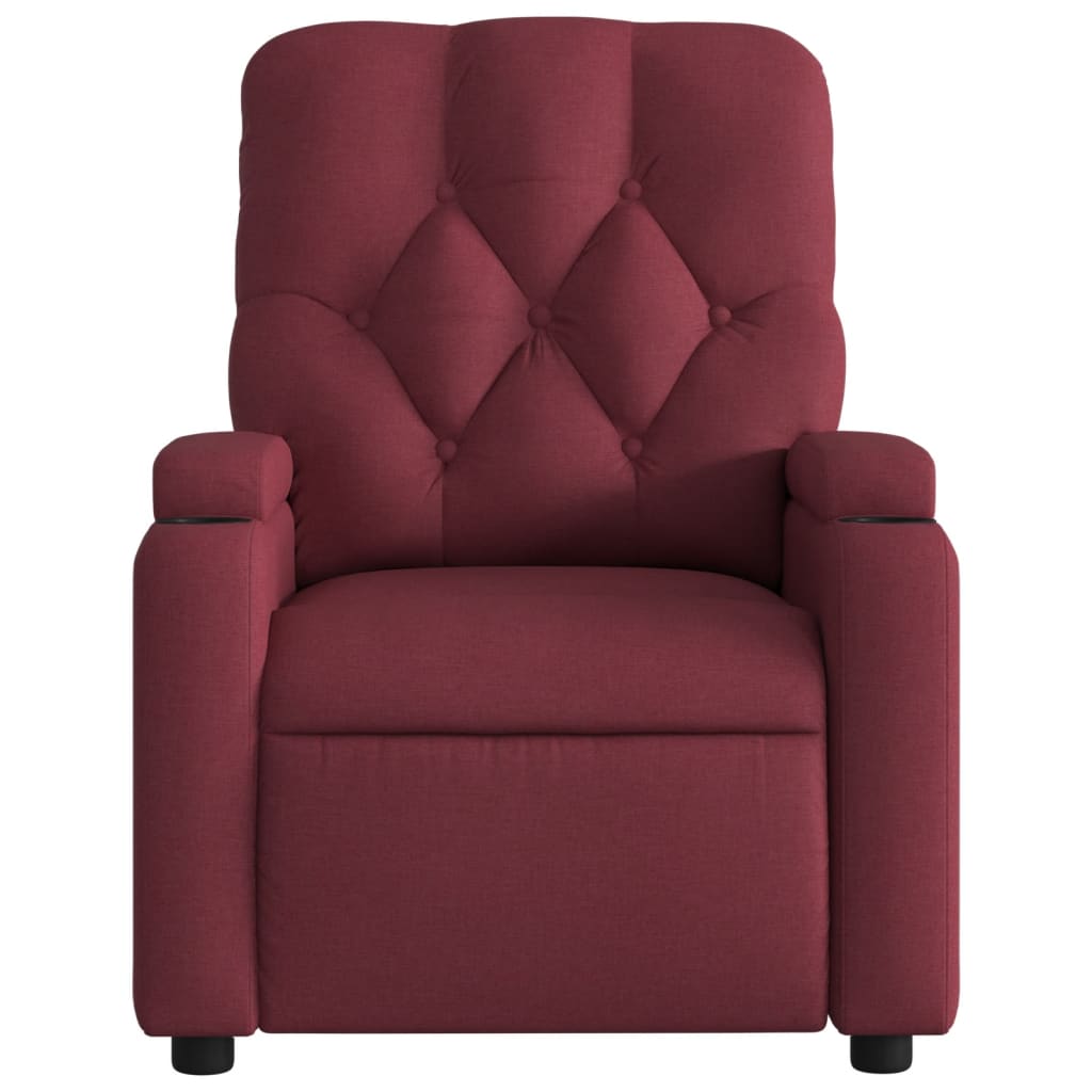 Poltrona reclinável de massagens elétrica tecido vermelho tinto