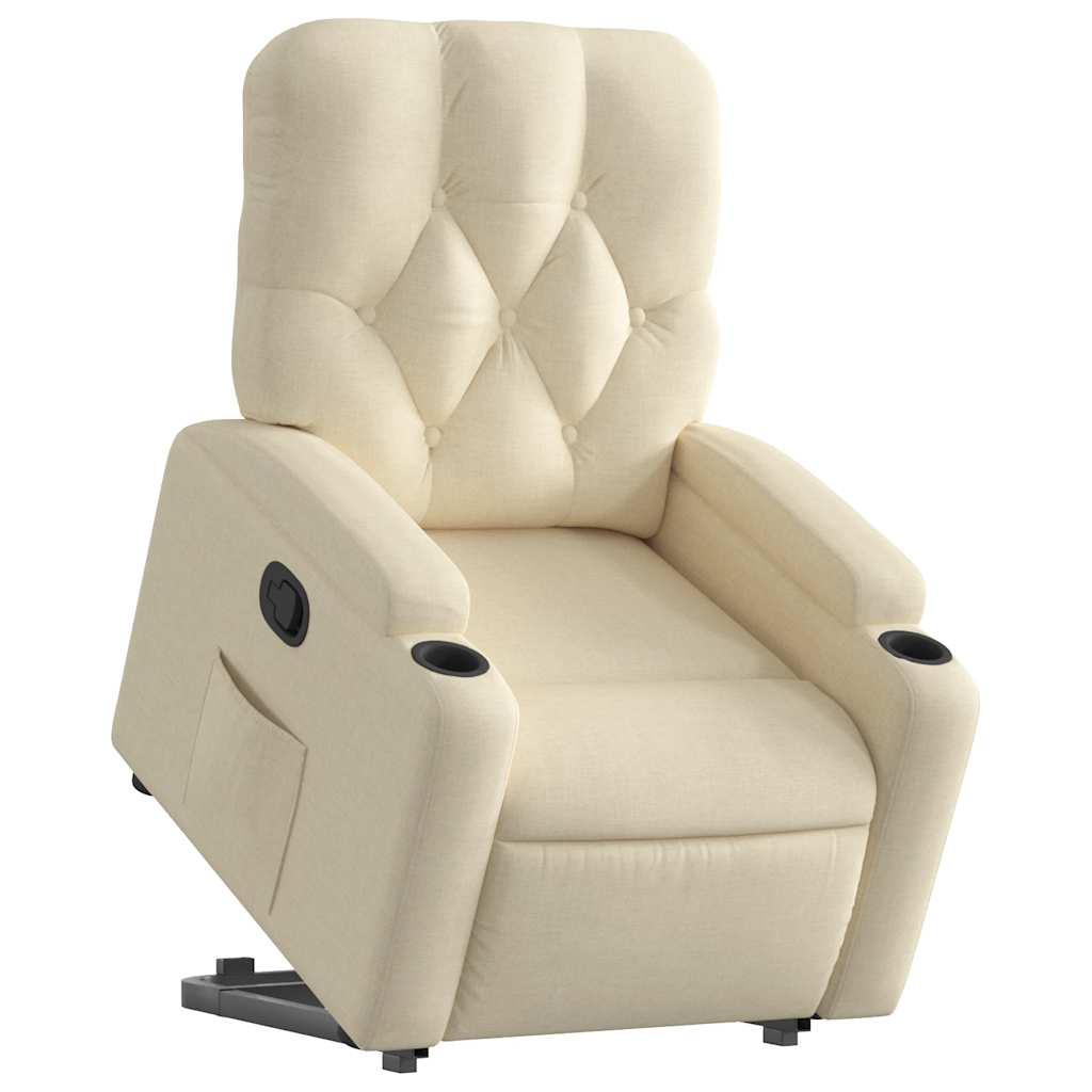 Poltrona reclinável elevatória tecido cor creme