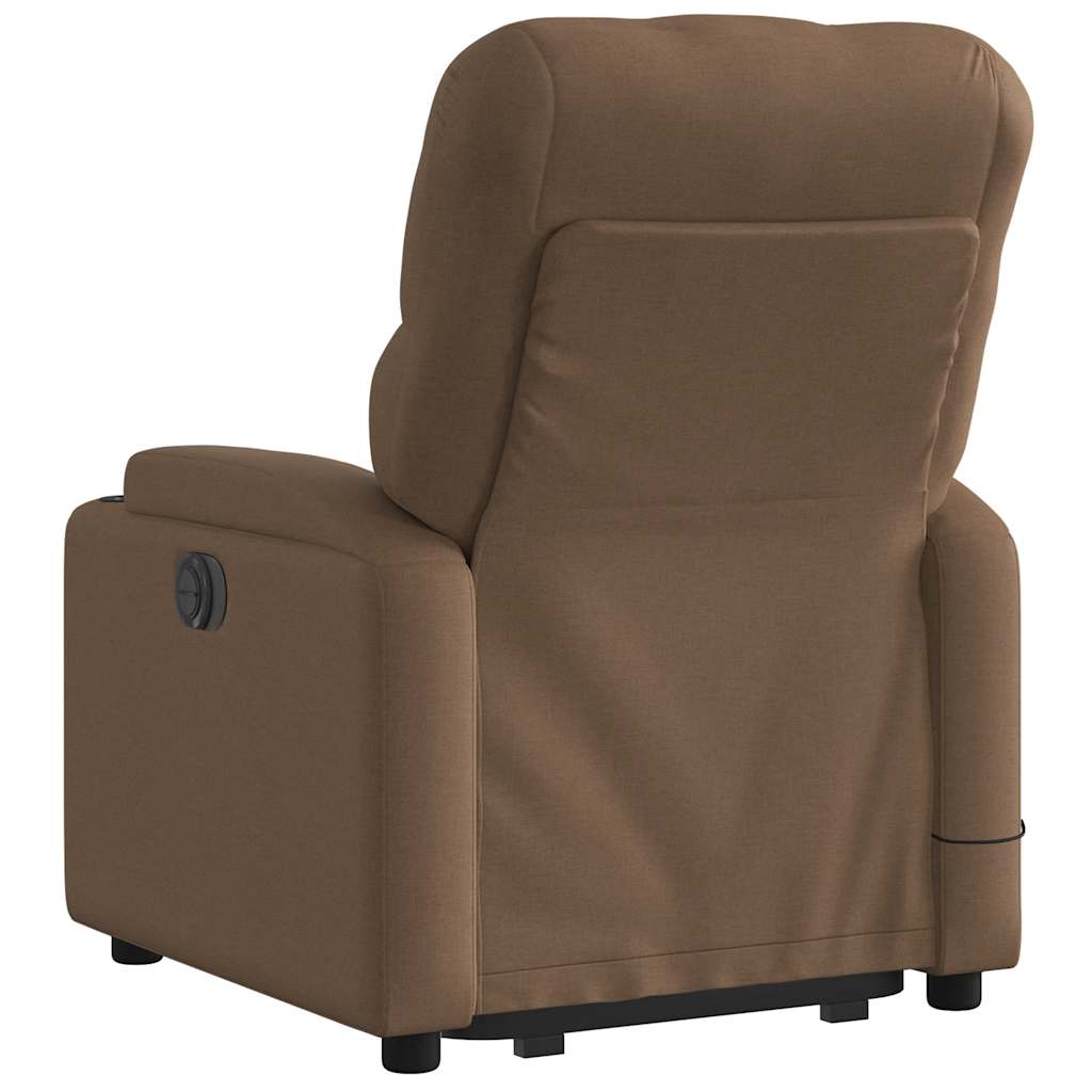 Poltrona reclinável massagens tecido castanho