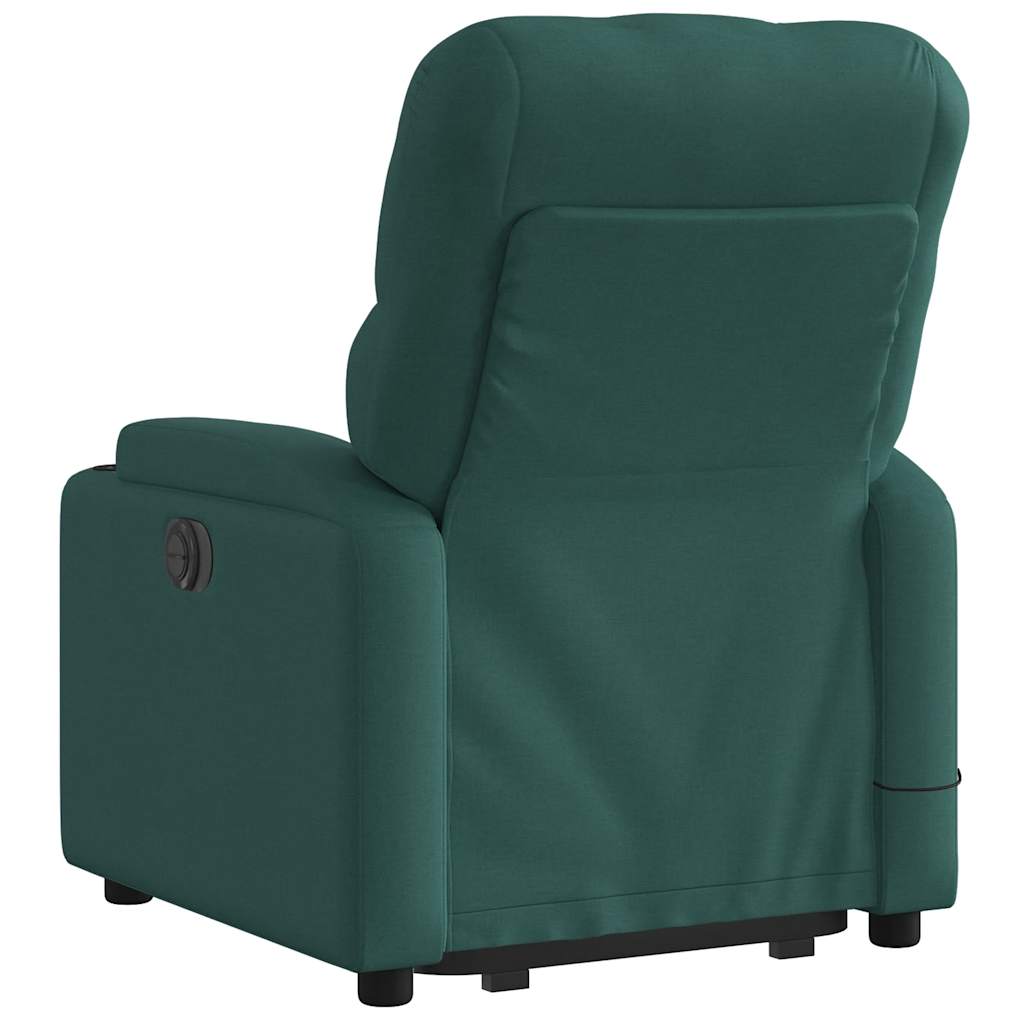 Poltrona reclinável elevatória de massagens tecido verde-escuro