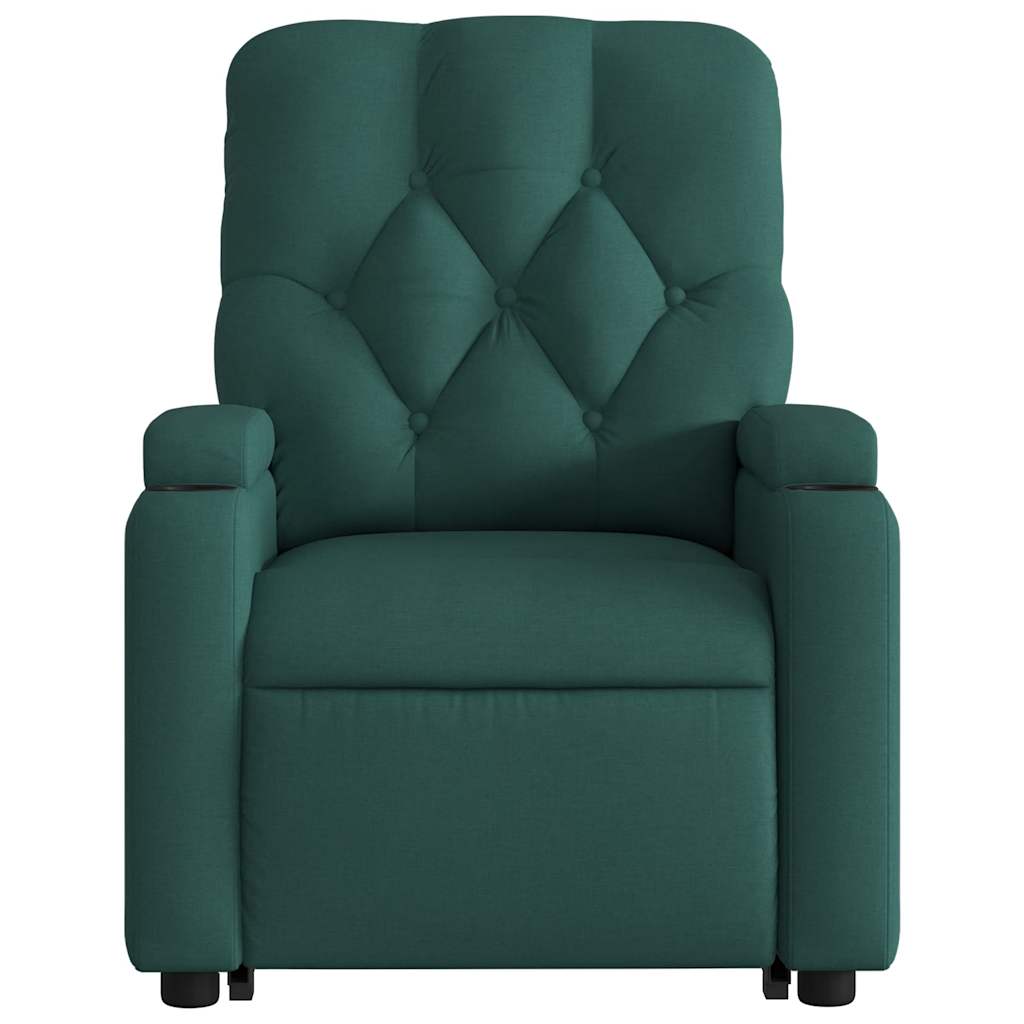 Poltrona reclinável elevatória de massagens tecido verde-escuro