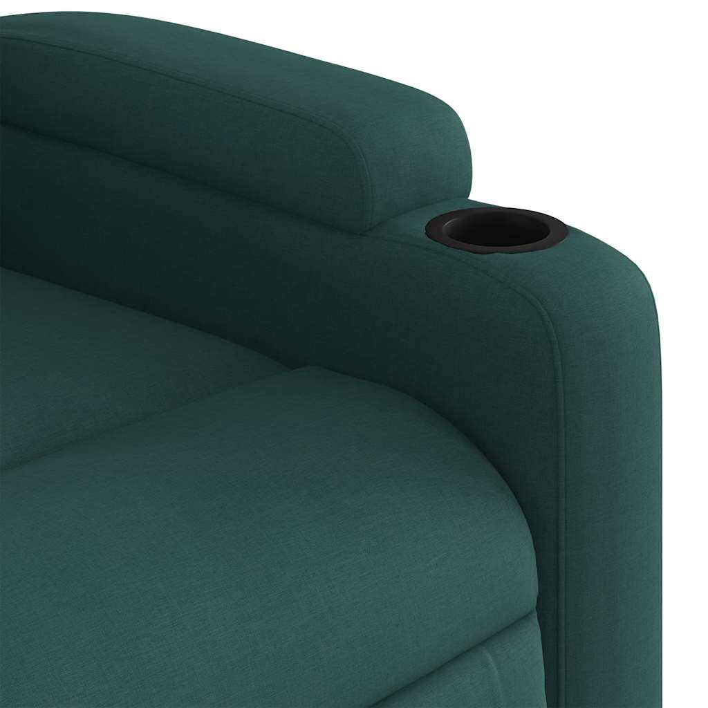 Poltrona reclinável elevatória de massagens tecido verde-escuro