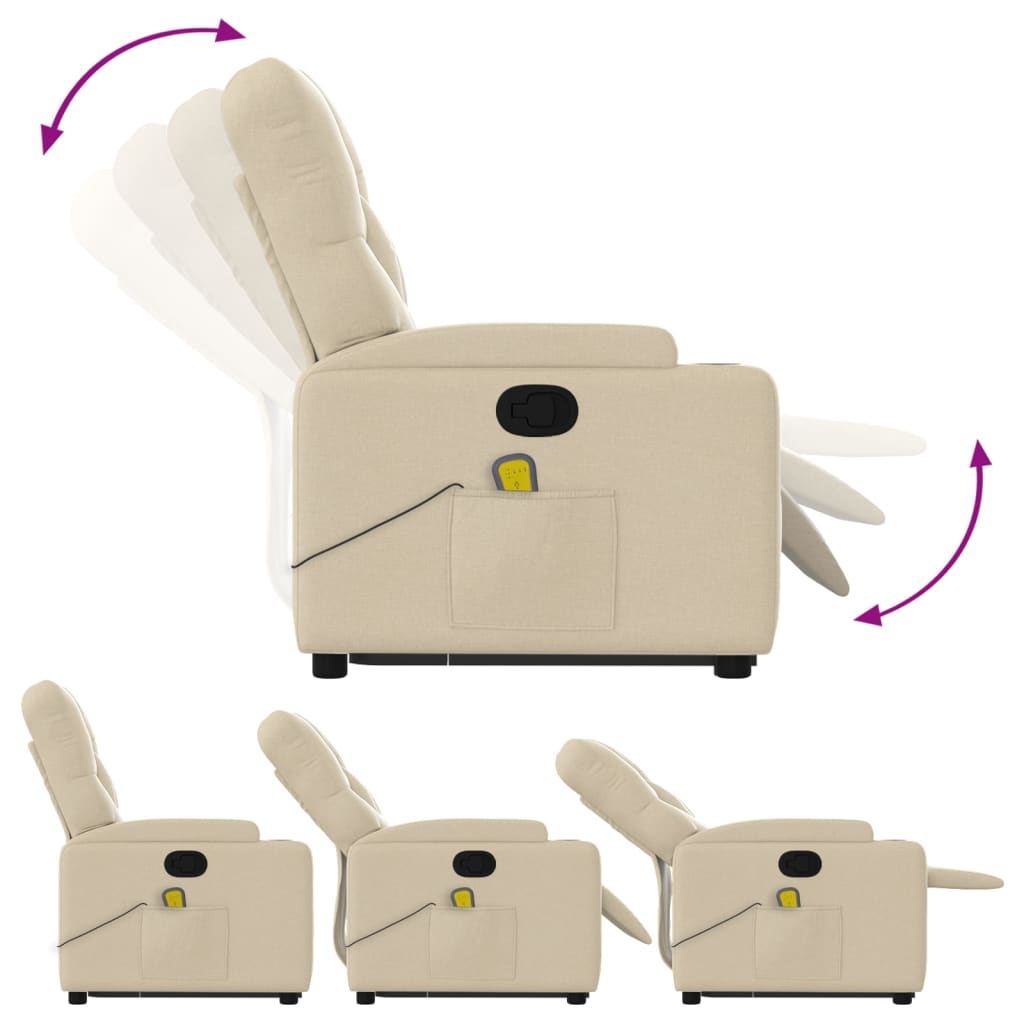 Poltrona elevatória de massagens tecido cor creme