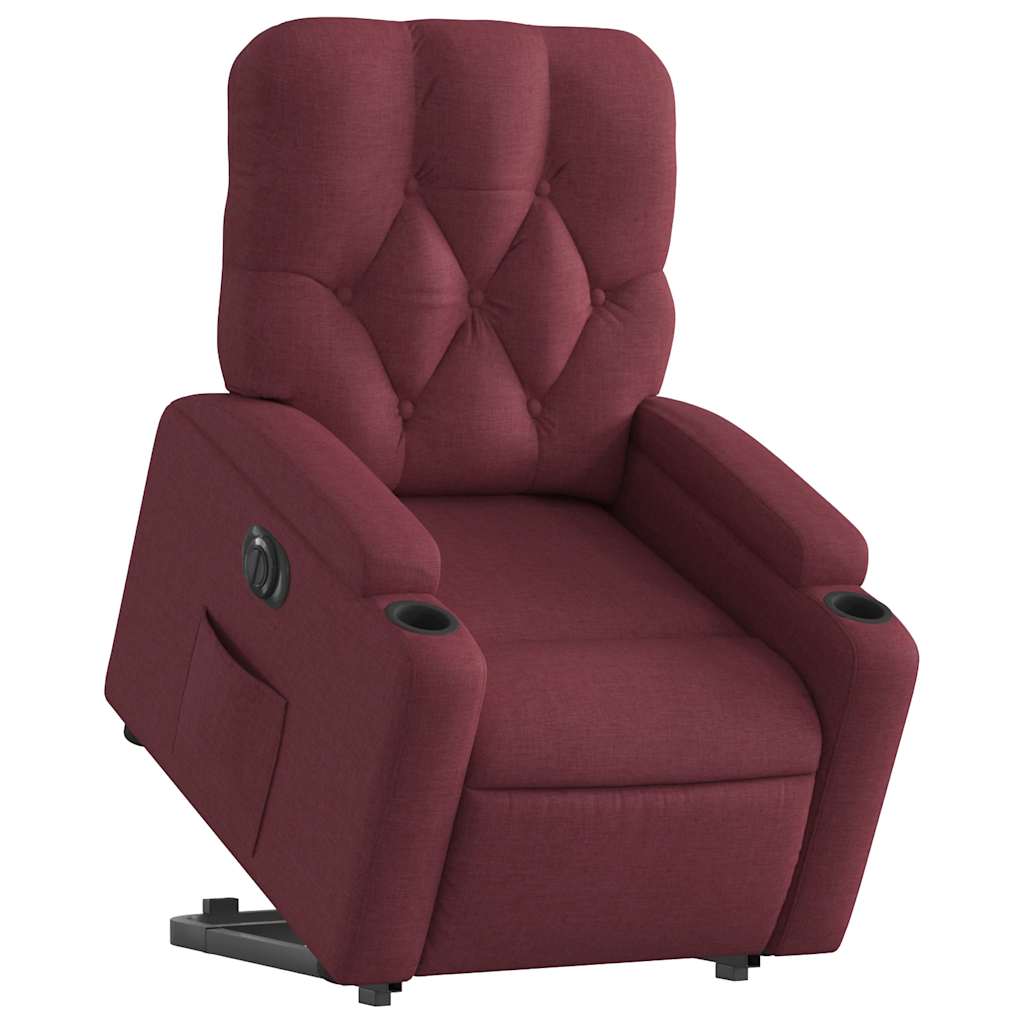 Poltrona reclinável elevatória elétrica tecido vermelho-tinto