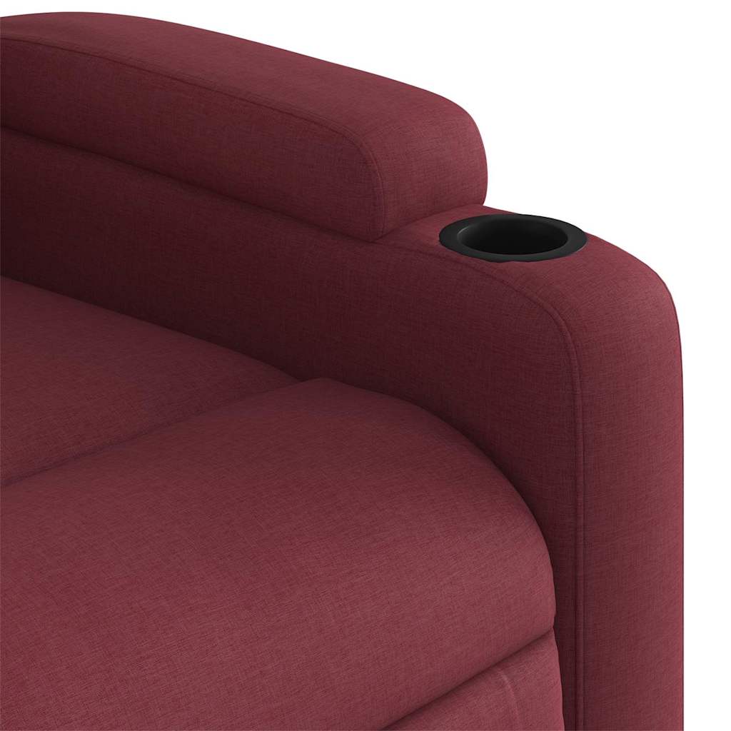 Poltrona reclinável elevatória elétrica tecido vermelho-tinto