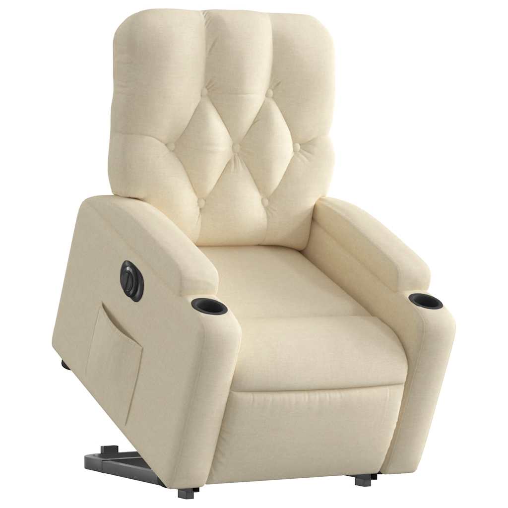 Poltrona reclinável elevatória elétrica tecido cor creme