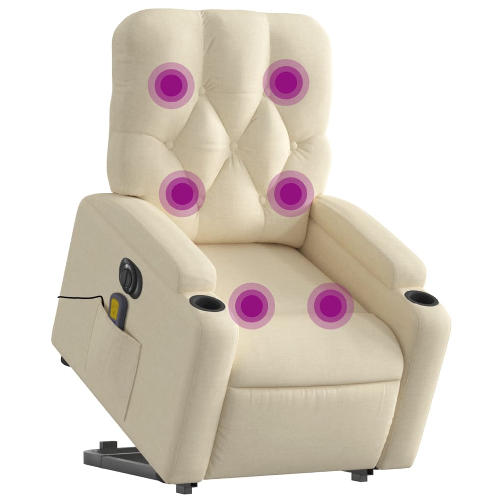 Poltrona elétrica elevatória massagens tecido creme