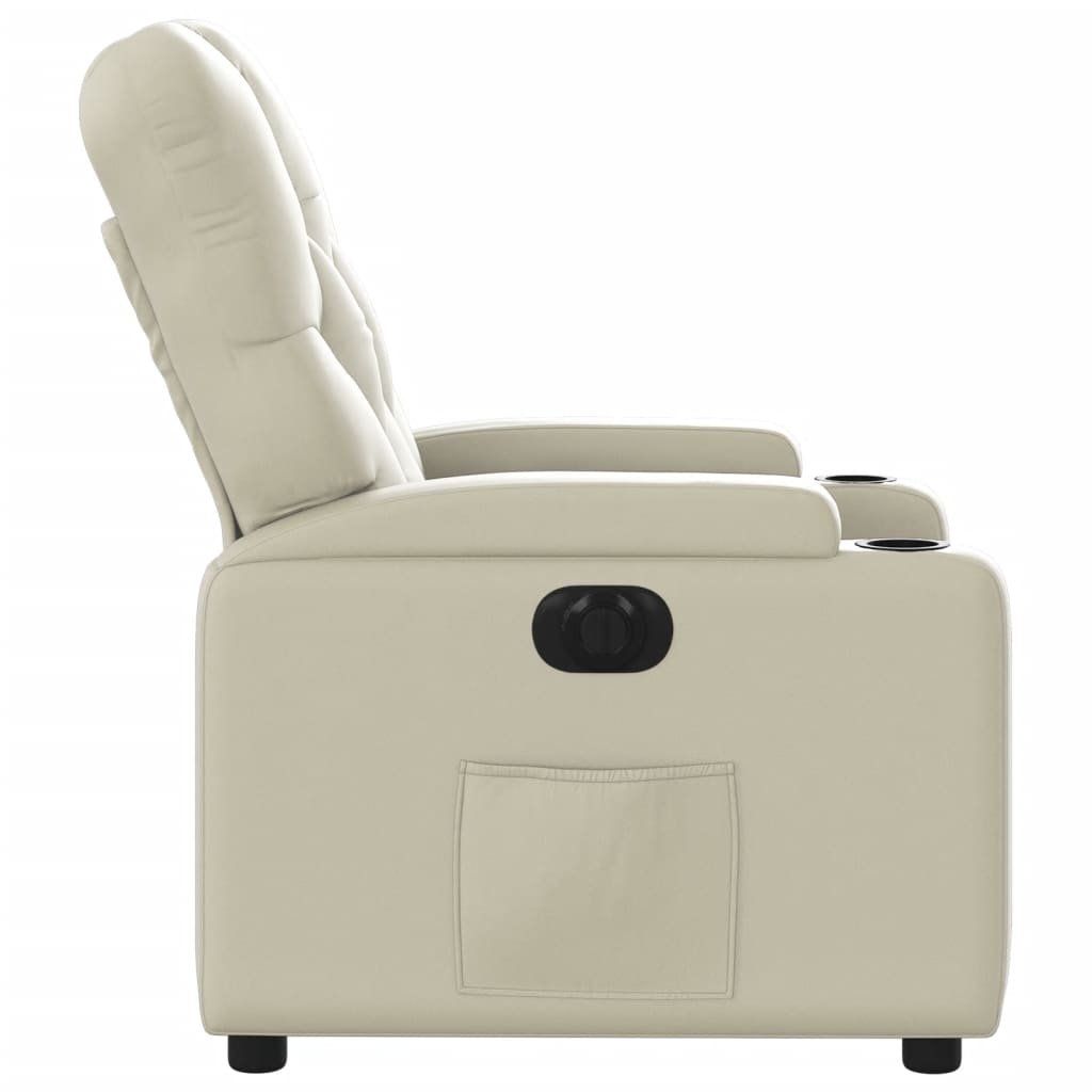 Poltrona reclinável elétrica couro artificial cor creme