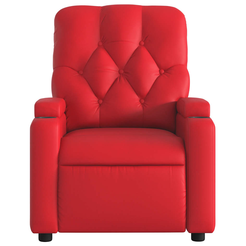 Poltrona reclinável elétrica couro artificial vermelho