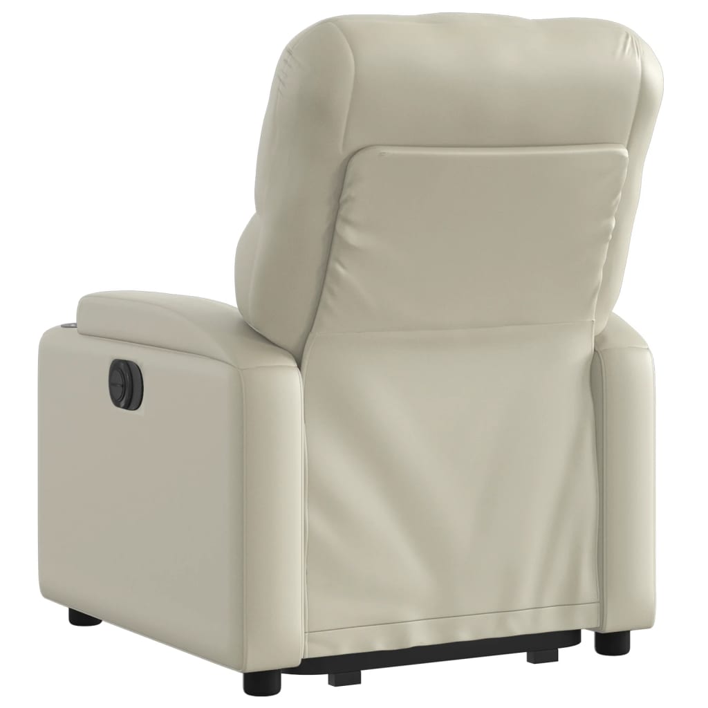 Poltrona reclinável elevatória couro artificial cor creme