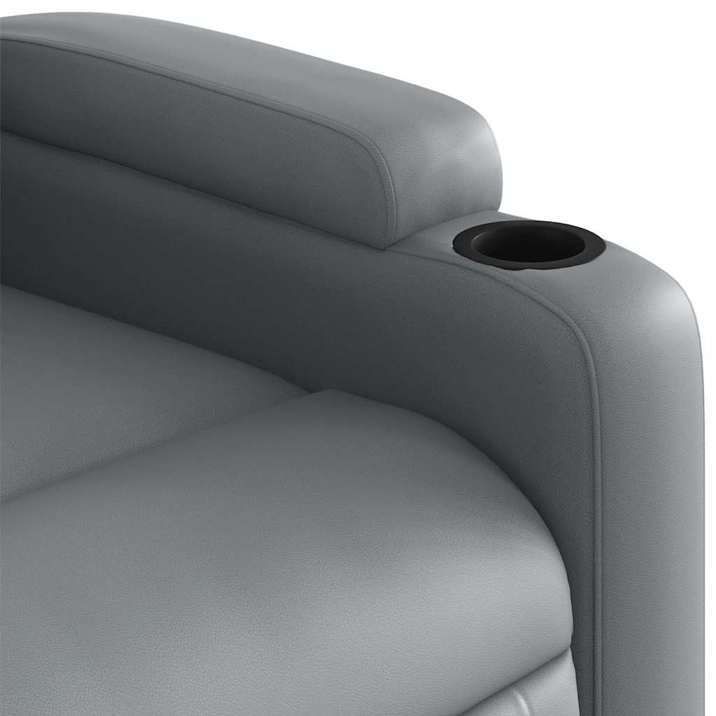 Poltrona reclinável elevatória couro artificial cinzento