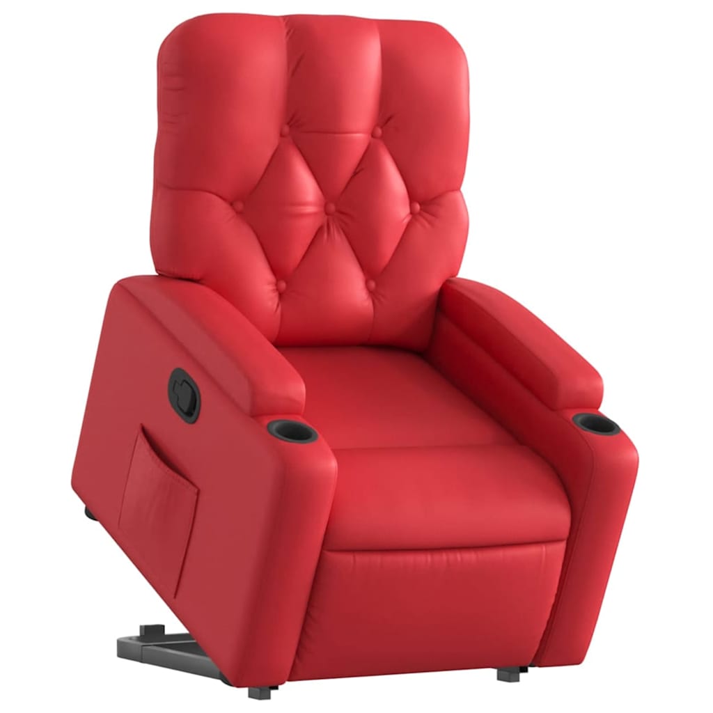 Poltrona reclinável elevatória couro artificial vermelho