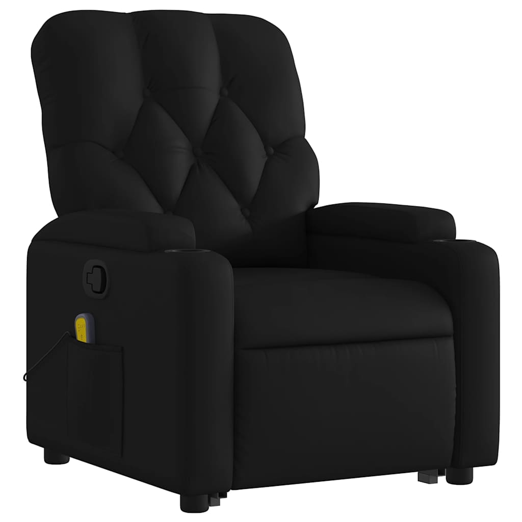 Poltrona massagens reclinável elevatória couro artificial preto