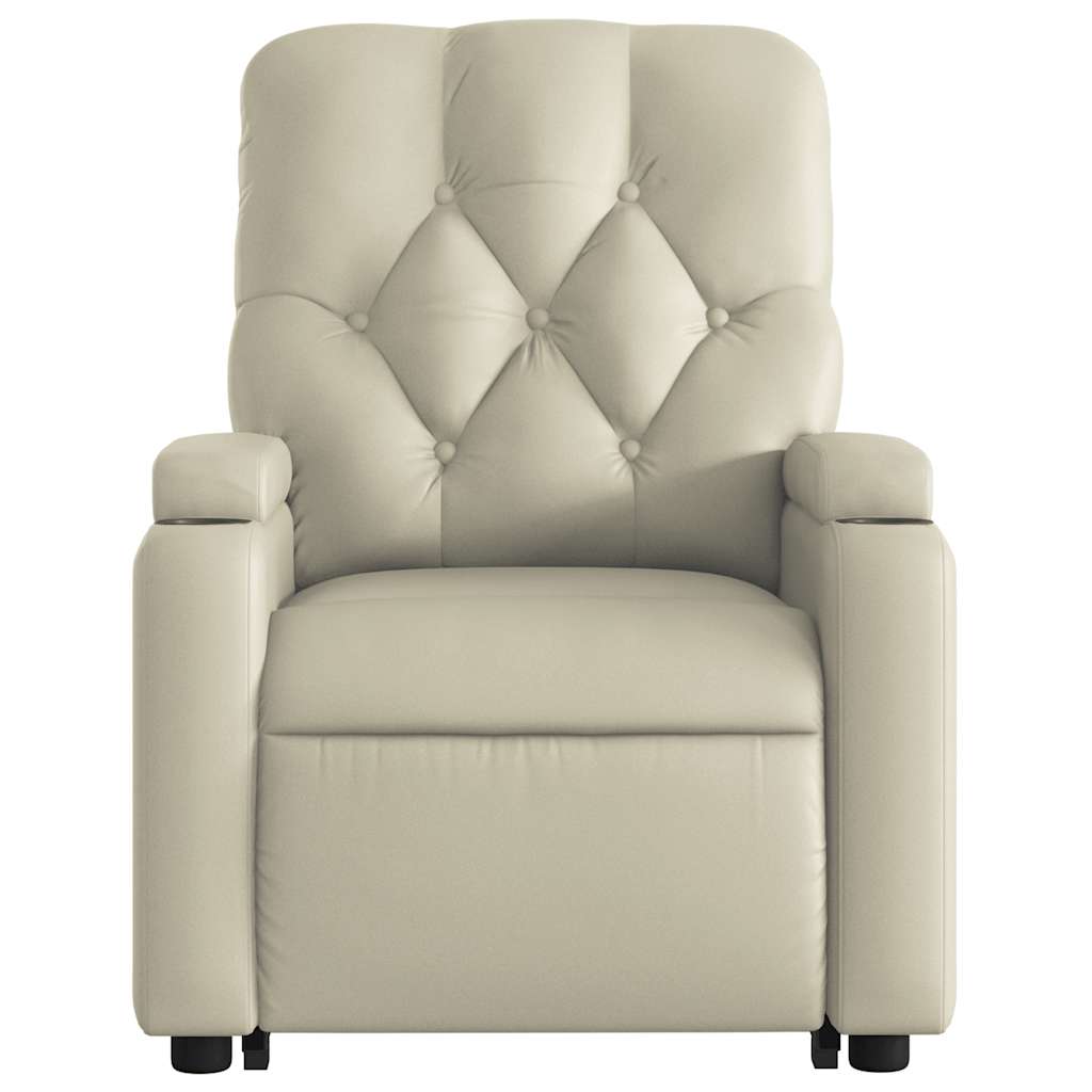 Poltrona reclinável de massagens couro artificial cor creme