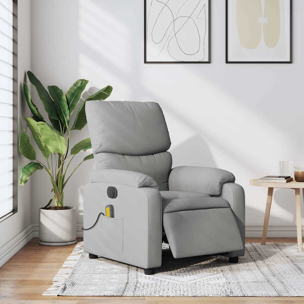 Poltrona de massagens reclinável elétrica tecido cinzento-claro