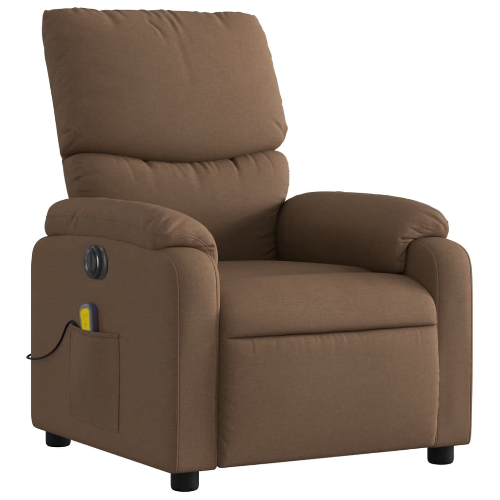 Poltrona de massagens reclinável elétrica tecido castanho
