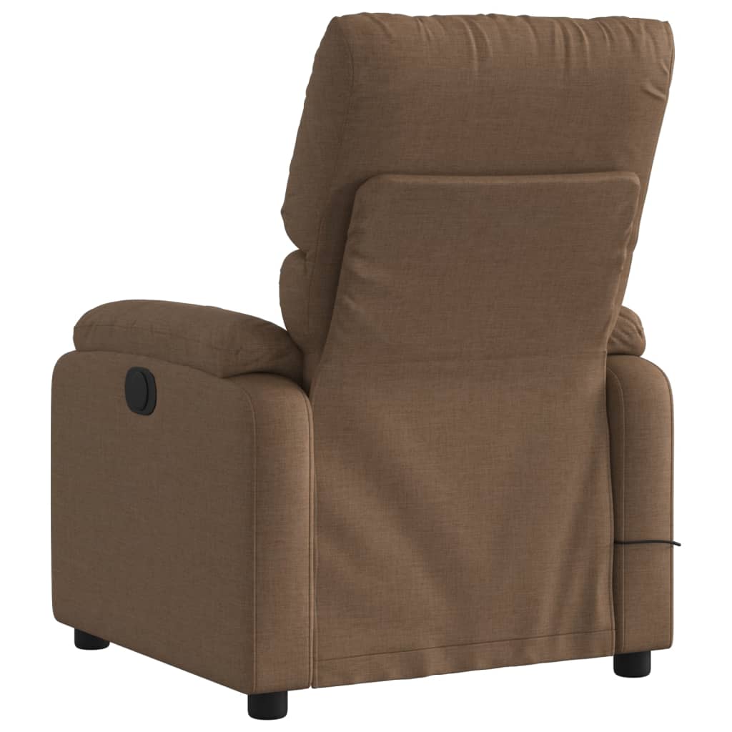 Poltrona de massagens reclinável elétrica tecido castanho