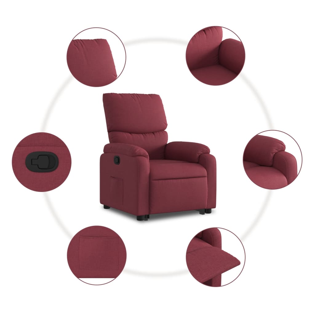 Poltrona reclinável elevatória tecido vermelho tinto