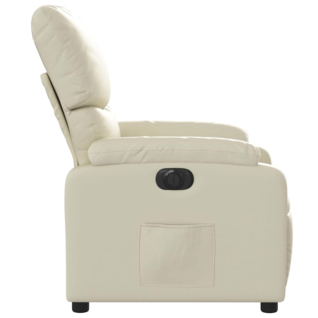 Poltrona reclinável elétrica couro artificial cor creme