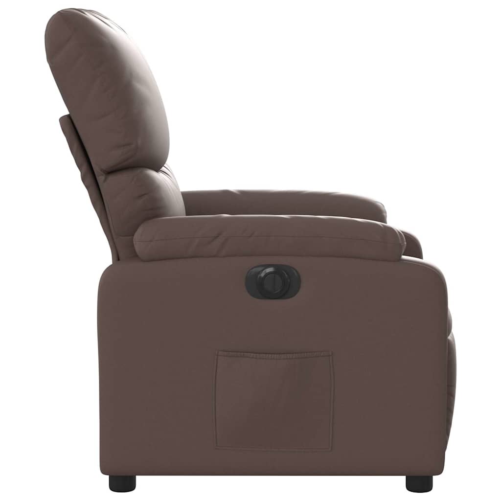 Poltrona reclinável elétrica couro artificial castanho